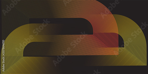 Retro Abstract Curved Lines Background With Warm Gradient Overlapping Arches