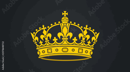 Fotografie Ornate golden royal crown isolated on dark background.