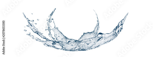 水が弾ける様子を表現した抽象的な背景 | 清潔感があり、流れるような水の波と飛沫