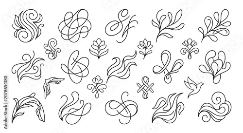 Modern Decorative Line Elements Scribble Swirl Divider Vector Pack