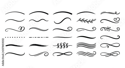 Modern Decorative Line Elements Scribble Swirl Divider Vector Pack