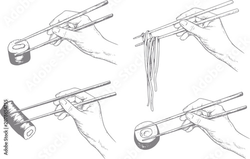 Canvastavla Hands holding chopsticks demonstrating different food grips