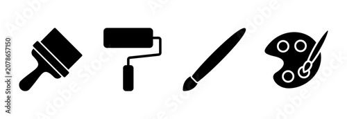 Paint icon set vector. paint brush sign and symbol. paint roller icon vector