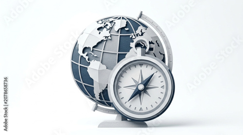 Fotografía Globe and Compass Symbolizing Travel and Navigation.