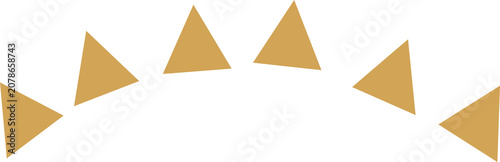 Minimalist golden triangle arch motif. Geometric sunburst or crown graphic element isolated on white.