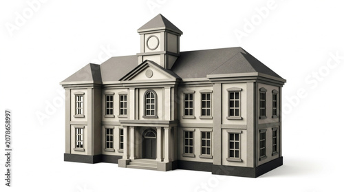 Bild auf Leinwand Detailed Miniature Model of a Classic Building with a Tower.