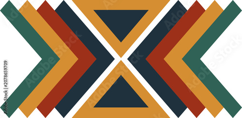 Colorful geometric chevron and triangle motif. Traditional ethnic tribal graphic element.