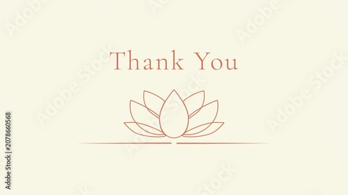Thank You - Lotus Line Art Animation on Rustic Ivory Chalkboard