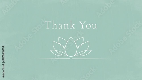 Thank You - Lotus Line Art Animation on Rustic Dusty Blue Chalkboard	