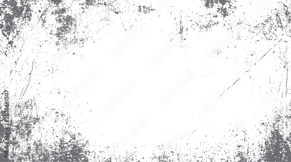 Fototapeta premium Distressed gray grunge texture with scattered dots and scratches on white background