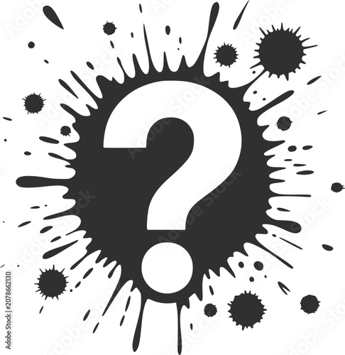 Konstfotografi Question mark symbol with ink splatter effect