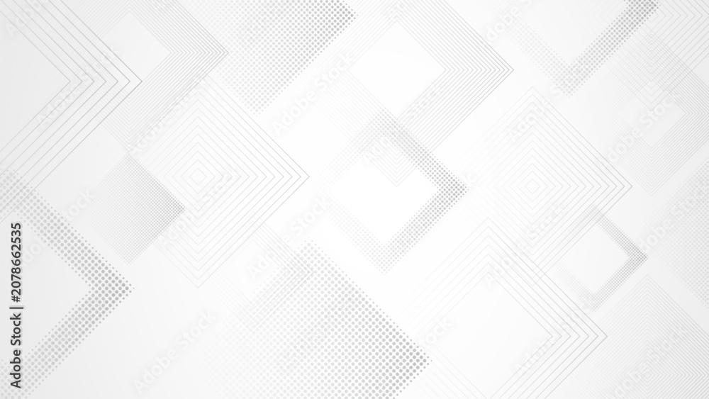 Obraz premium Abstract white background with geometric square patterns.