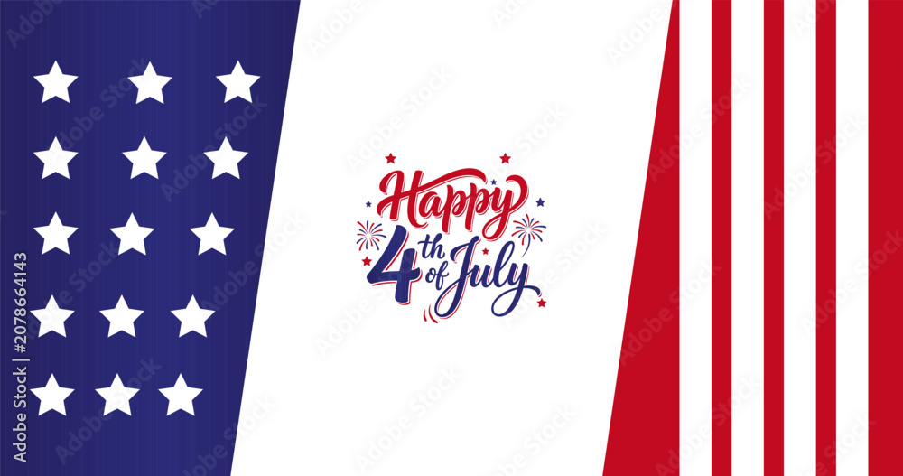 Obraz premium Vibrant patriotic 4th of july celebration background with american flag elements and fireworks
