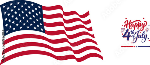 American flag on 4th of july celebration background