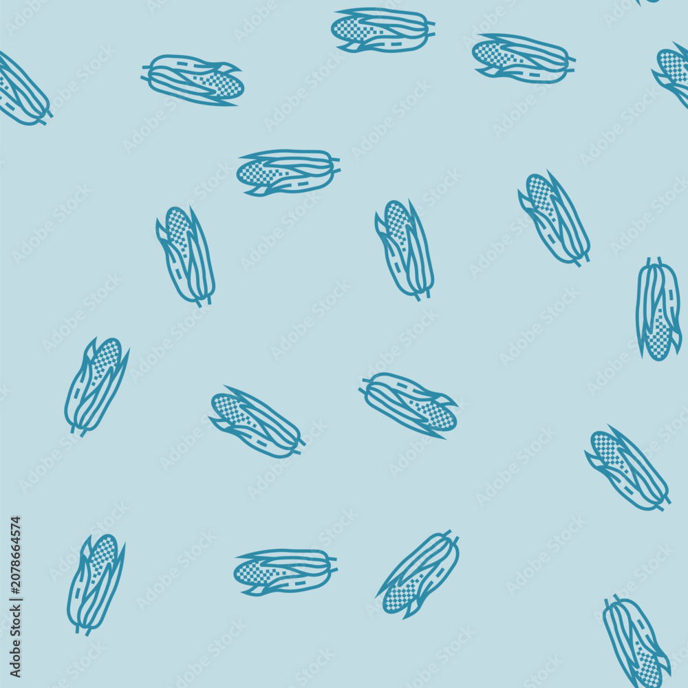 Fototapeta premium corn cob yellow plant vector line seamless pattern corn cob yellow plant sign illustration