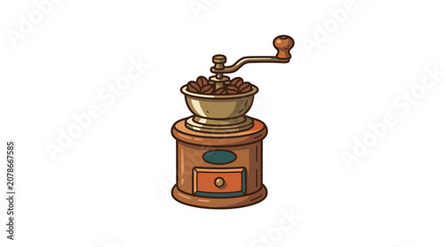 Charming Hand-Drawn Coffee Grinder Icon in Retro Style