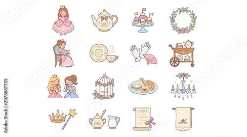 Charming Princess Tea Party Collection: Cute Royalty & Whimsical Elements