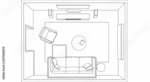 Minimalist Bedroom Layout With Office Setup.