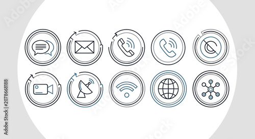Minimalist Communication Technology Icons Set.