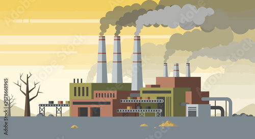 IndustrialPowerPlantWithSmokeStacksAndPollution.