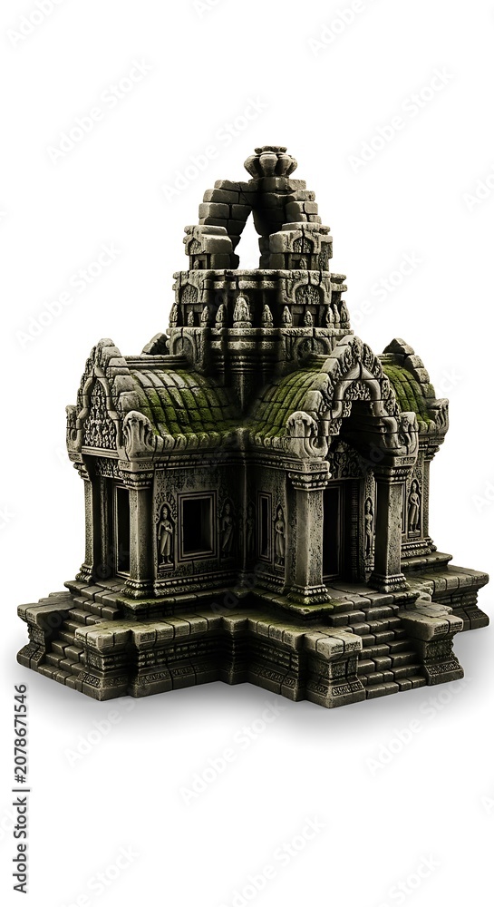 Obraz premium Ancient Temple Structure with Intricate Carvings and Multiple Tiers.