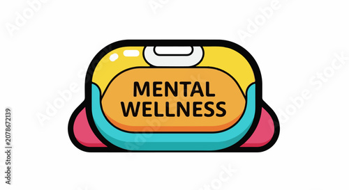 Abstract graphic with Mental Wellness text in bold lettering