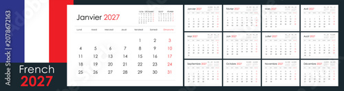 Bild auf Leinwand French 2027 planner calendar, annual 12 months boards