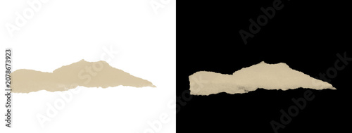 Mountain Shaped Torn Paper Fragment on Contrasting Backgrounds