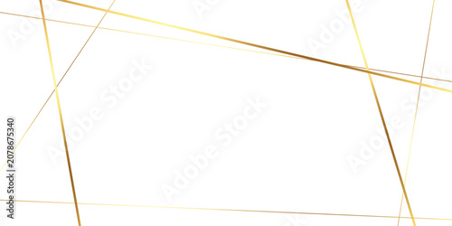Fotografie Abstract background with shimmering gold lines and intersecting geometric strokes on white
