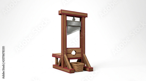 Картината върху платно Antique wooden guillotine execution device with metal blade.