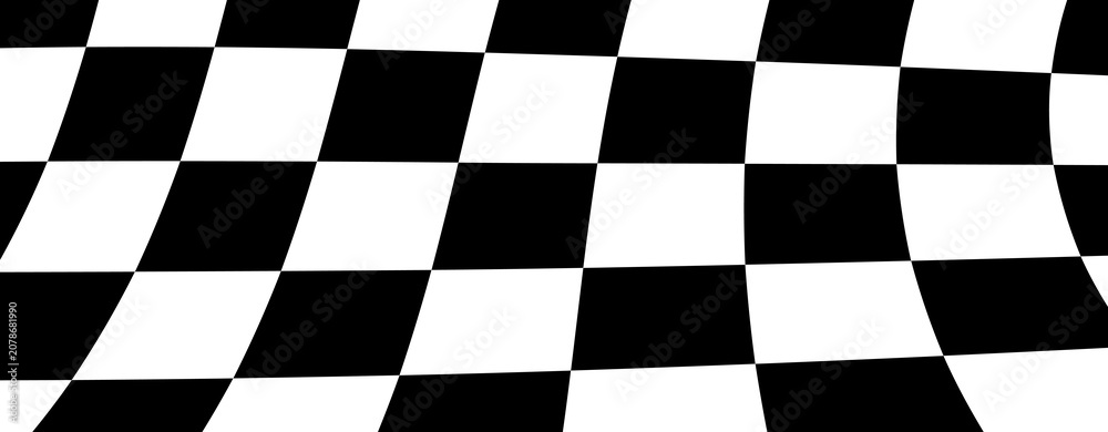 Obraz premium Abstract Wavy Black and White Checkered Pattern.