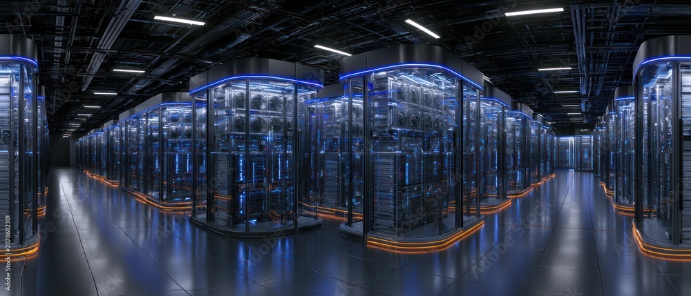 Fototapeta premium Modern data center with rows of servers