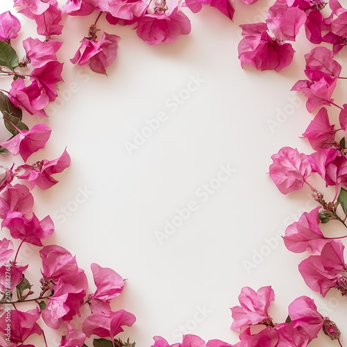 Elegant Floral Wreath of Pink Bougainvillea with Copy Space.