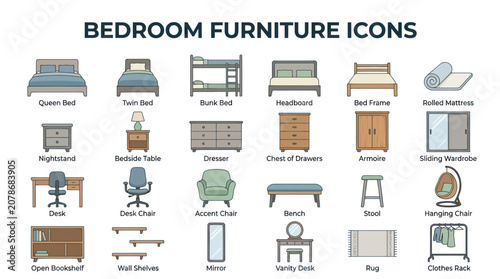 Φωτογραφία Bedroom Furniture Icons Collection.
