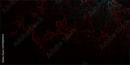 Bild auf Leinwand Abstract red and turquoise organic forms swirl in dark cosmic void, hinting at nebulous cosmic phenomenon or cellular growth, evoking mystery and wonder