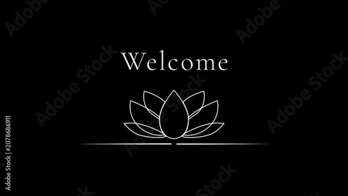 Welcome - Lotus Line Art Animation(Alpha Channel)