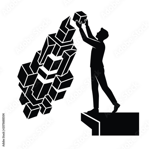 Hardworking construction worker carrying tools, industrial site, professional labor, blueprint background