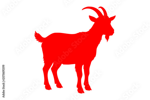 Red GOAT Reindeer Vector Illustration Isolated on White Background with Antlers Cute Wildlife Animal NEW YEAR Holiday Design