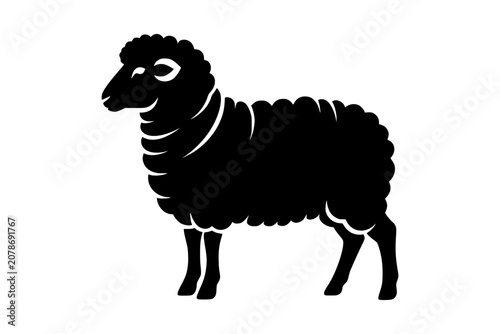 Black and White Sheep Vector Illustration Farm Animal Silhouette Icon Design