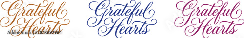 Grateful hearts calligraphy variations
