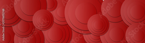 Canvas Print Abstract background featuring layered red circular shapes with soft shadows