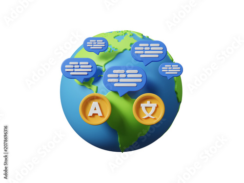 Foto 3D language icon isolated on white background