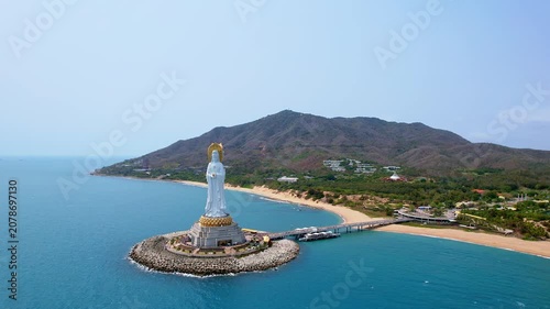 Aerial View Guanyin of Nanshan Cultural Tourism Area in Sanya, Hainan, China