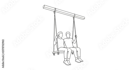 Two children sitting together on a swing.