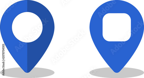 Map pins showing location markers serve as functional graphic design elements for digital navigation interfaces.