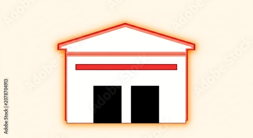 Simple house icon with red outline and black doors