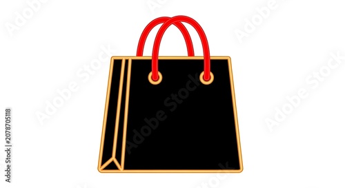 Black shopping bag with red handles