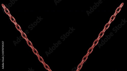 Red chain isolated on black background
