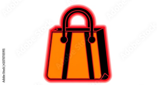 Orange Handbag with Black Straps and Handle