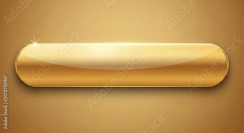 Shiny, gold, rounded rectangle button with highlights, on a gradient gold background